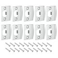 D-type Door Strike Plate 10pcs 57mm X 45mm 201 Stainless Steel Latch Deadbolt For Frame Jamb Silver 