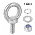 Uxcell Lifting Eye Bolt M5 X 12 5mm Male Thread With Hex Screw Nut Gasket Flat Washer For Hanging Securing Chain Wire Rope 304