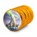 Polar Bear Aurora Northern Lights Valve Stem Caps For Tire Rim Wheel Aluminum Yellow