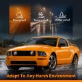 G-plus Headlights Compatible With Ford Mustang 2005-2009 Factory Halogen Headlamps Pair Smoky Lens Chrome Housing Amber