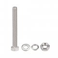 Uxcell M6 X 60mm Hex Head Screws Bolts Nuts Flat Lock Washers Kits 304 Stainless Steel Fully Thread Hexagon 6 Sets