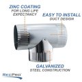 Recpro Rv 4-inch 3 Way Tee Joint Galvanized Duct Splitter
