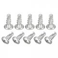 Uxcell 6 X 3 8 Self Drilling Screws 50pcs 304 Stainless Steel Phillips Pan Head Tapping For Wood Plastic
