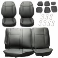Kuafu Full Set Seat Covers Compatible With 2016-2022 Toyota Tacoma Double Cab Synthetic Leather Black