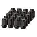 Dpaccessories Lcb3b2he-bk04020 20 Black 1 2-20 Closed End Bulge Acorn Lug Nuts Cone Seat 3 4 Hex Wheel Nut 