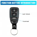 X Autohaux 2pcs 4 Buttons Key Fob Remote Control Case Shell For Hyundai Elantra 2007-2010 Sonata 2006-2011 Replacement