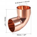 Uxcell 28 58mm Id 90 Degree Copper Elbow Short-turn Fitting Connector For Plumbing 1mm Thick 2pcs