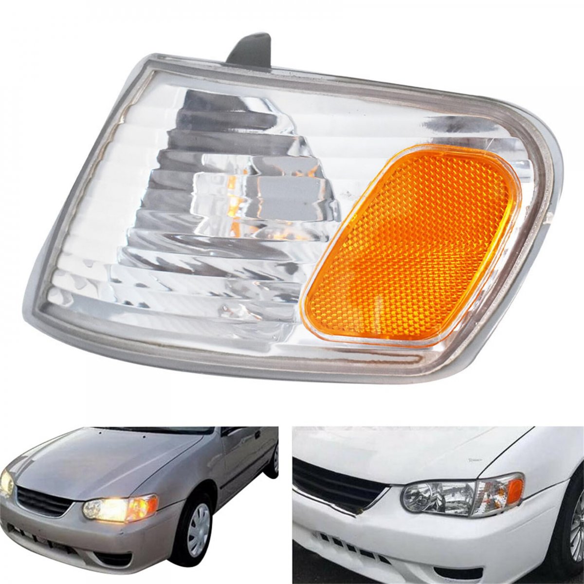Side Marker Light 81520 02070 For Toyota Corolla 2001 2002 Driver Left White Amber Transparent Shell With Bulb