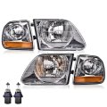 Headlight Parking Lights Assembly For Ford F150 1997-2003 Fit F250 1997-1999 Expedition 1997-2002i Clear Lens Chrome Housing 