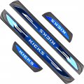 Feoyds Stainless Door Sill Protector Kick Plate Entry Guard Kit For Nissan Kicks 2023 Interior Accessory Blue Text 
