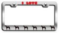 I Love Greyhound Dogs Pets Chrome Metal License Plate Frame Tag Holder X78 