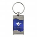 Au-tomotive Gold Rectangular Wave Key Chain For Ford Mustang Tri-bar Blue