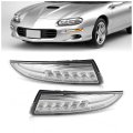 Hecasa Pair Turn Signal Lights For 1993-2002 Chevy Chevrolet Camaro Front Bumper Lamp Plastic Pc Abs Driver Passenger Side 