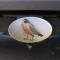 Robin Watercolor Northeastern Bird Oval Tow Trailer Hitch Cover Plug Insert