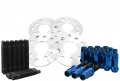 Hub Centric Wheel Spacers For Porsche 5x130 Mm Thick 71 Bore With 90 Stud Conversion And M14x1 5 Open End Blue Lug Nuts 