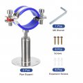 Uxcell 2pcs Stainless Steel Pipe Supports Wall Mount Ceiling Bracket Adjustable Clamp Strap Fit For Dia 45-48mm Tube