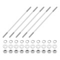 5pcs Double Ended Stud Screws M4x130mm 304 Stainless Steel Dual Threaded Rod Bolts With Nuts And Flat Lock Washers End Screw 