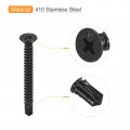 Uxcell 10 X 1-3 4 Sheet Metal Screws 50pcs Black Oxide 410 Stainless Steel Flat Head Phillips Drive Self Drilling