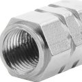 17mm Hexagon Style Anodized Aluminum Silver Tire Valve Stem Caps Pack Of 4