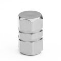 17mm Hexagon Style Anodized Aluminum Silver Tire Valve Stem Caps Pack Of 4
