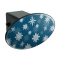 Snowflakes On Blue Tile Pattern Oval Trailer Hitch Cover Plug Insert For 2 In Receivers Black Abs Plastic Uv Resistant Modern