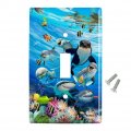 Underwater Ocean Selfie Orca Shark Dolphin Sea Turtle Coral Plastic Wall Decor Toggle Light Switch Plate Cover