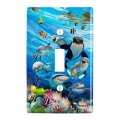 Underwater Ocean Selfie Orca Shark Dolphin Sea Turtle Coral Plastic Wall Decor Toggle Light Switch Plate Cover