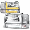 6pcs Switchback Sequential L-led Drl Headlights Assembly And Bumper Lamps For Ford F150 F250 F350 Bronco 1992-1996 Driver 