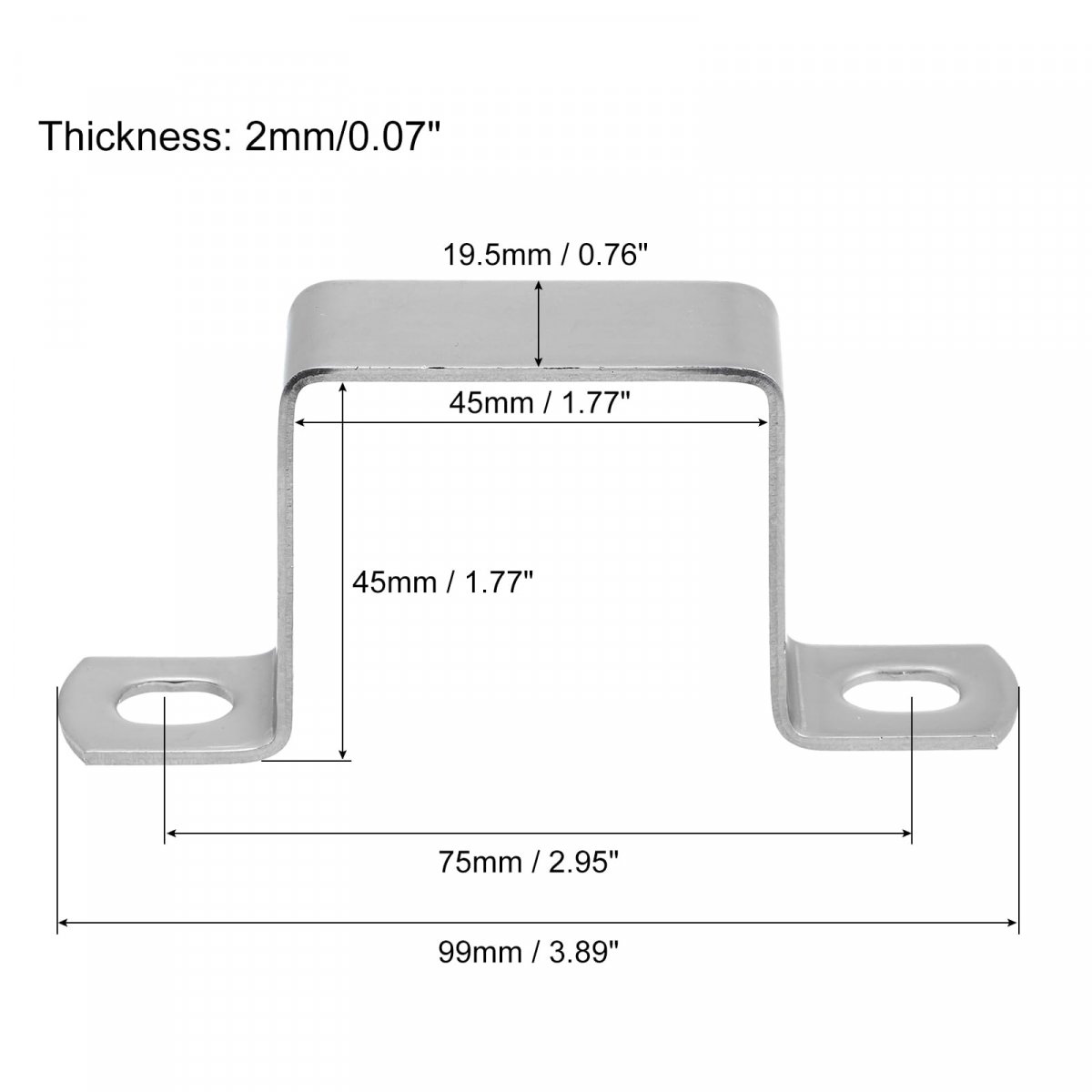 U Shaped Connector Bracket 45mm X 304 Stainless Steel Bar Security Holder Brackets For Door Window Shed Closed Strut Channel