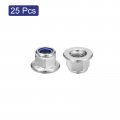 Uxcell M6x1mm Flange Nylon Insert Lock Nuts 25pcs 304 Stainless Steel Metric Hex Self Locking For Industrial Construction