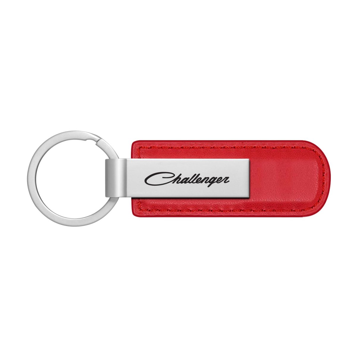 Dodge Challenger Classic Red Pu Leather Strap Silver Metal Bar Key Chain Official Licensed