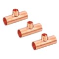 3pcs 10mm X 6 35mm Copper Reducing Tee Pressure Pipe Fitting Connectors For Plumbing Supply Refrigeration 