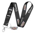Cadillac Crest Logo Die Cut Metal Key Chain With Black Lanyard Strap Officially Licensed Charm 21 In X 1 0 2
