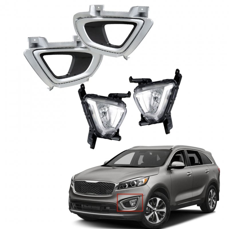 2-pack Fog Lights With Bezel Set Left And Right Side Replacement For 2016 2017 2018 Kia Sorento 86526-c6020 92201-c6000