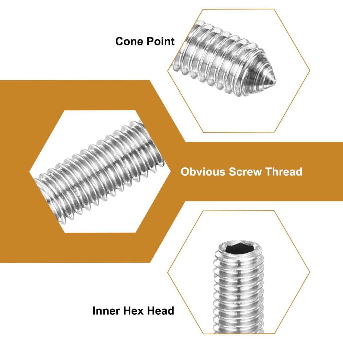 40pcs Set Screws M4x6mm 304 Stainless Steel Cone Point Hex Socket Grub For Machinery Home Repairs And Fixtures Silver