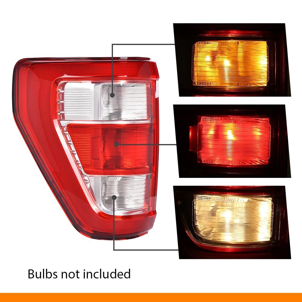 Tail Light Brake Lamp Left Driver Side For Ford F150 Xl 2021 2022 2023 Fits Factory Incandescent And Without Blind Spot Models