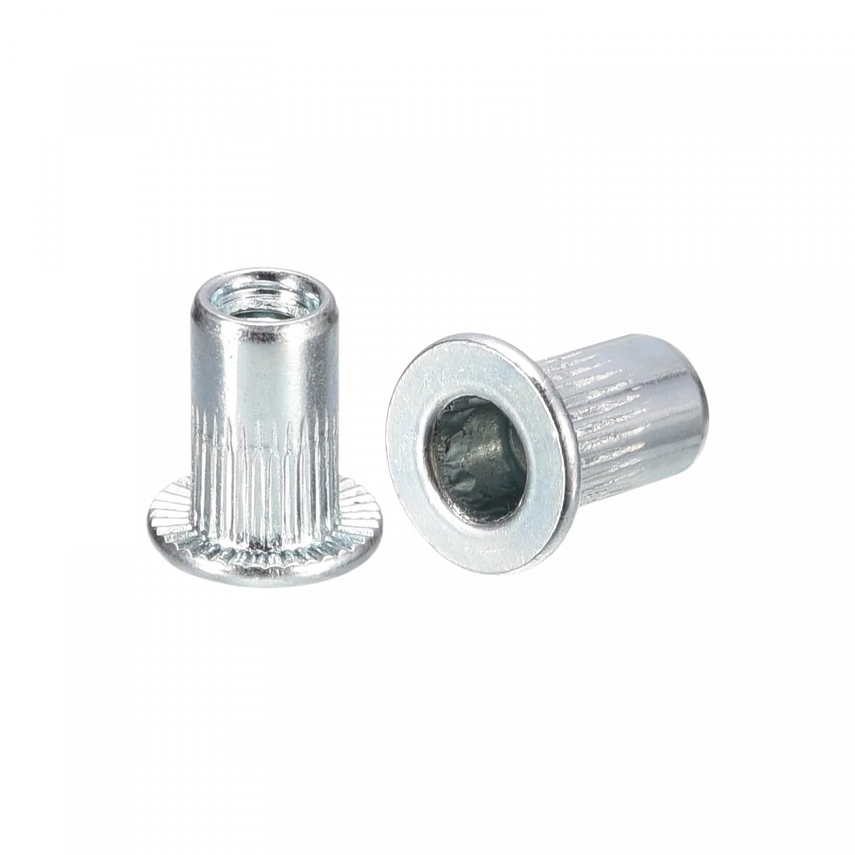 M3 Rivet Nuts 120pcs Zinc Plated Carbon Steel Knurled Flat Head Threaded Insert For Metal Plastic