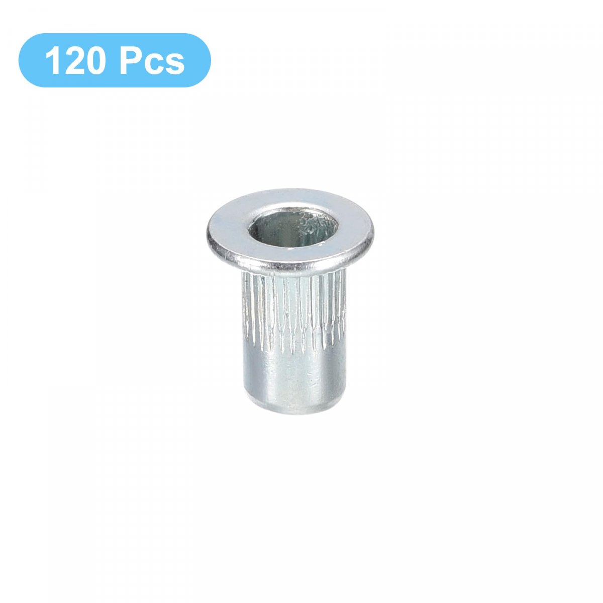 M3 Rivet Nuts 120pcs Zinc Plated Carbon Steel Knurled Flat Head Threaded Insert For Metal Plastic