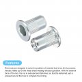 M3 Rivet Nuts 120pcs Zinc Plated Carbon Steel Knurled Flat Head Threaded Insert For Metal Plastic