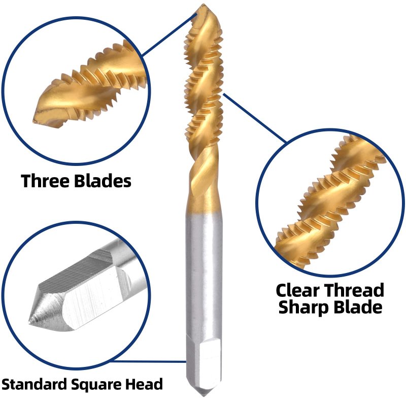 Burkit 2pcs M4 X 0 7 Spiral Flute Tap Hss Titanium Coated Plug Threading