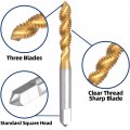 Burkit 2pcs M4 X 0 7 Spiral Flute Tap Hss Titanium Coated Plug Threading