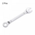Uxcell Thin Combination Wrench With Offset 6-point End And Angled Open Metric Mirror-chrome Plated High Carbon Steel For