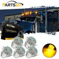 Partsam 5x Roof Running Top Marker Light Clear Amber 17 Led Lens Replacement For Kenworth Peterbilt Freightliner Mack