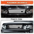 Ecotric Front Grill Pair Air Side Vent Compatible With 2010-2013 Land Rover Range Sport L320 Black Bumper Hood Grille