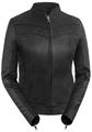 True Element Womens Side Buckle Fitted Scooter Collar Motorcycle Leather Jacket Black Size 2xl 
