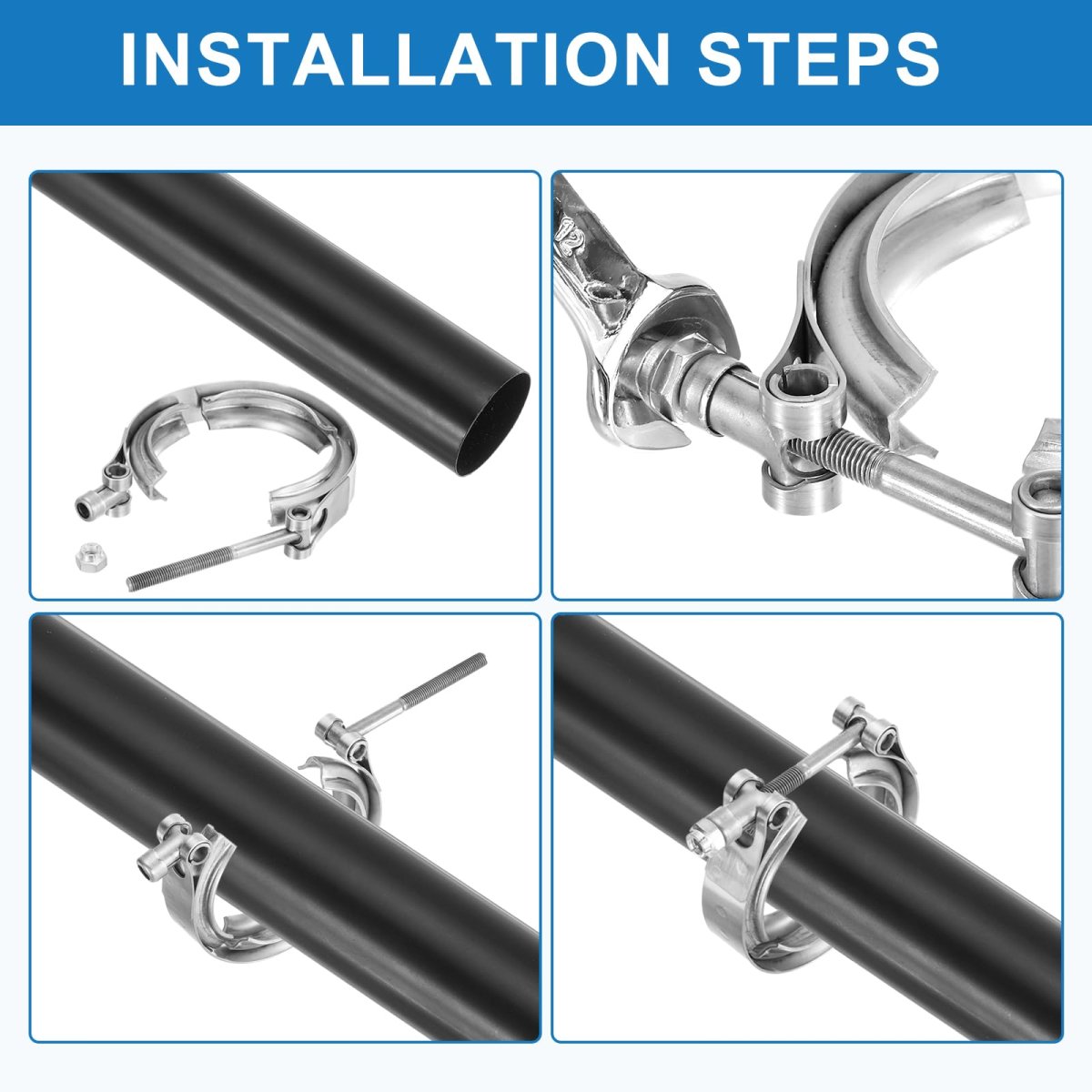 2 75 In V Band Clamp 304 Stainless Steel For Exhaust Systems 70mm 76in Adjustment Range Downpipe Exchange Accessories