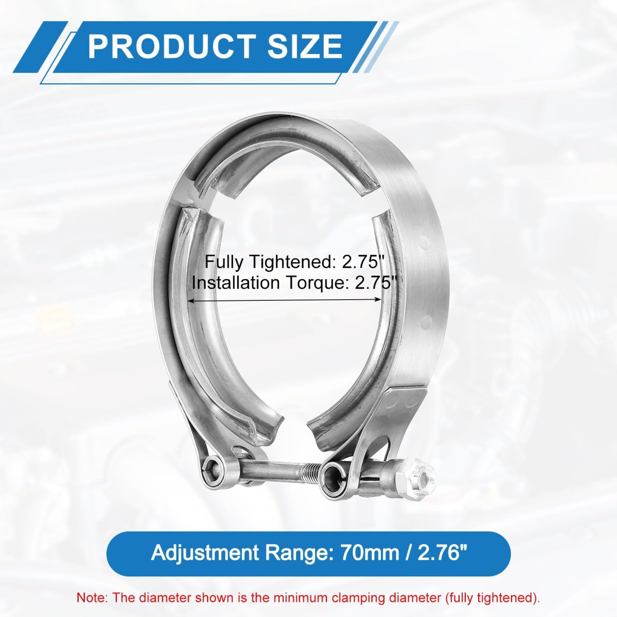 2 75 In V Band Clamp 304 Stainless Steel For Exhaust Systems 70mm 76in Adjustment Range Downpipe Exchange Accessories