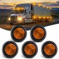 Amber Round Trailer Led Marker Clearance Light 5pcs 4 Flush Mount With Plug Grommet Pigtail Hardwired For Truck Rv Model Tl-73 