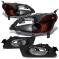 Replacement For Honda Civic Headlight Black Bumper Fog Light Clear Lens 7th Generation Es Em D17
