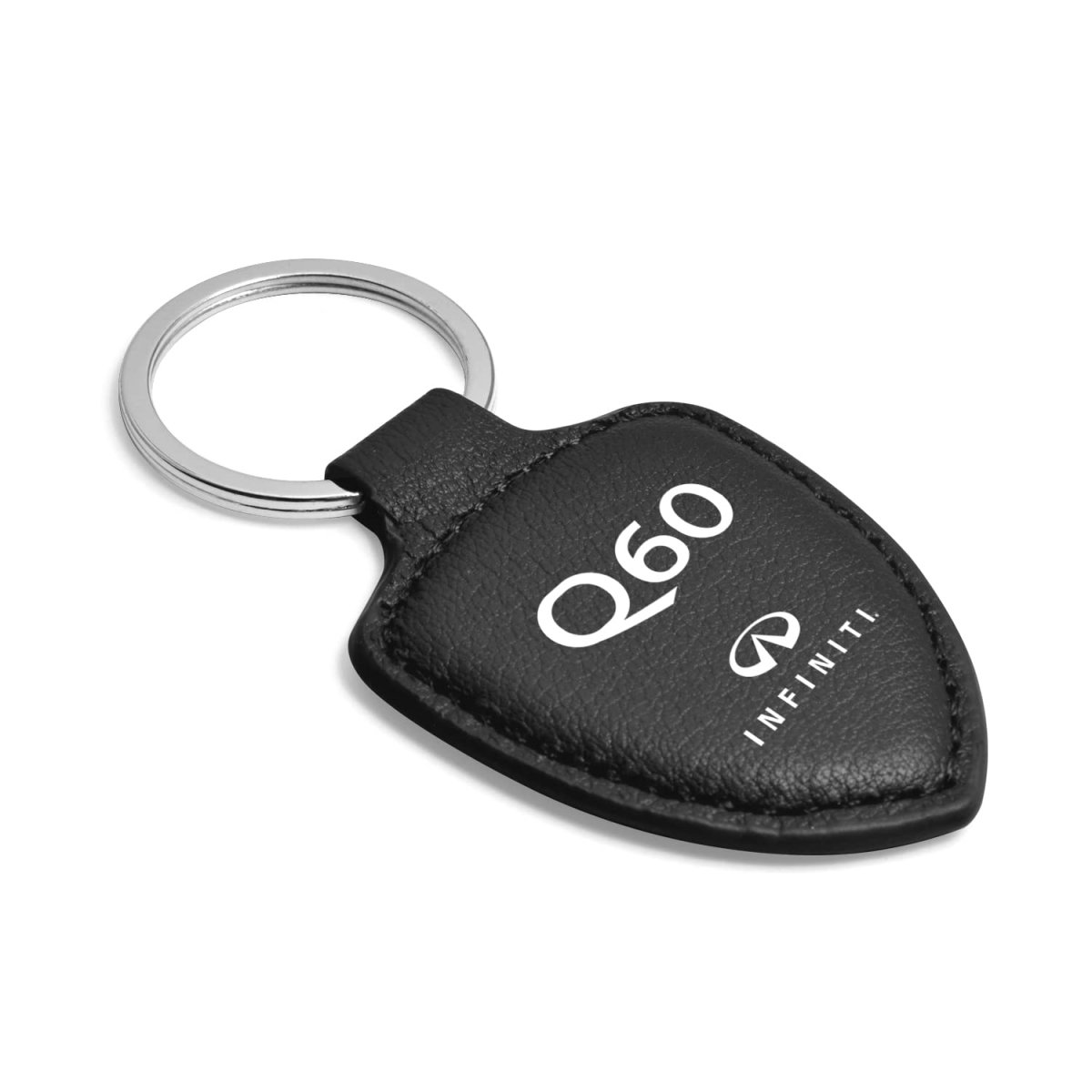 Infiniti Q60 Logo Genuine Leather Key Chain Black Shield Shape Official Licensed Accessory 2 25 X 1 75 In